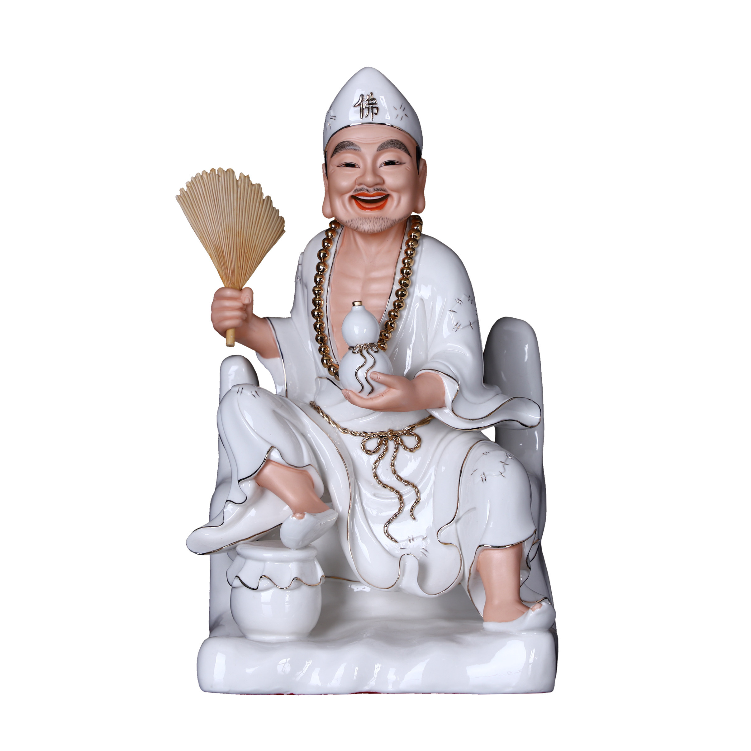 圆通济公佛像居家供奉德化陶瓷道济禅宗祖师活佛济公像客厅摆件