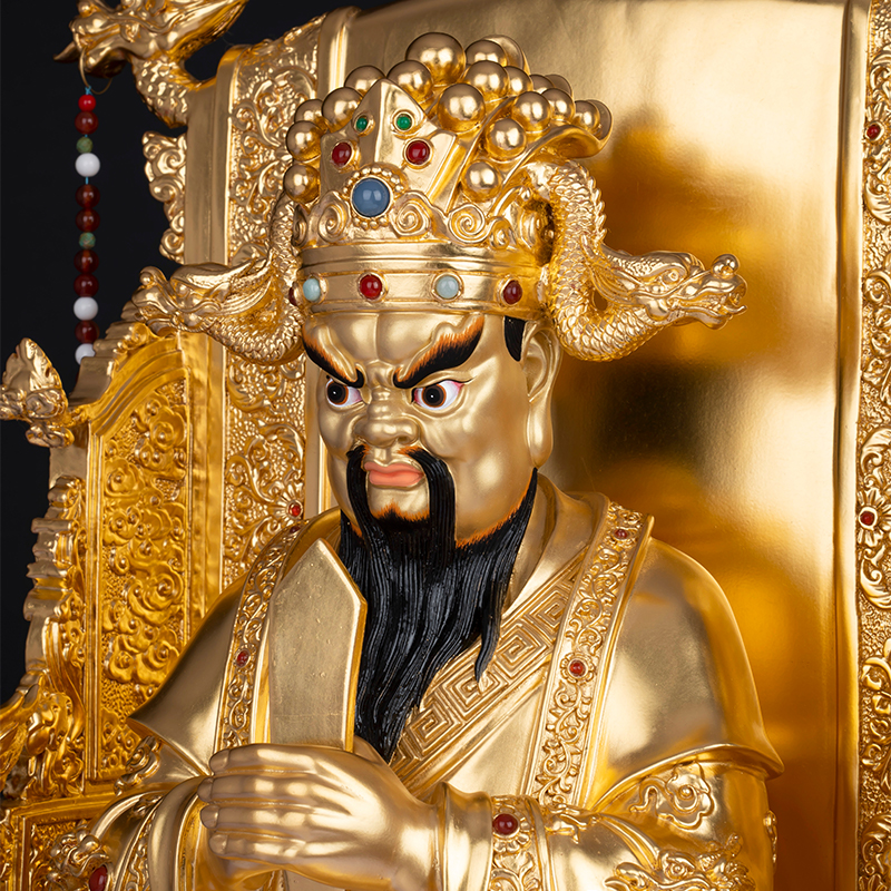 五爷台湾纯铜贴金金龙佛像供奉家用广济龙王摆件