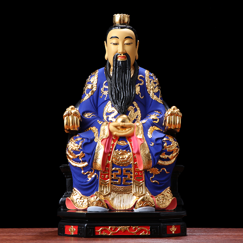 台湾铜贴金彩绘道教三清神像供奉太上老君元始天尊神像祖师爷摆件