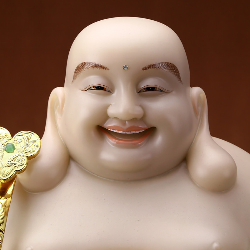 弥勒摆件汉白玉笑佛招财居家供奉佛像大肚佛开摆件