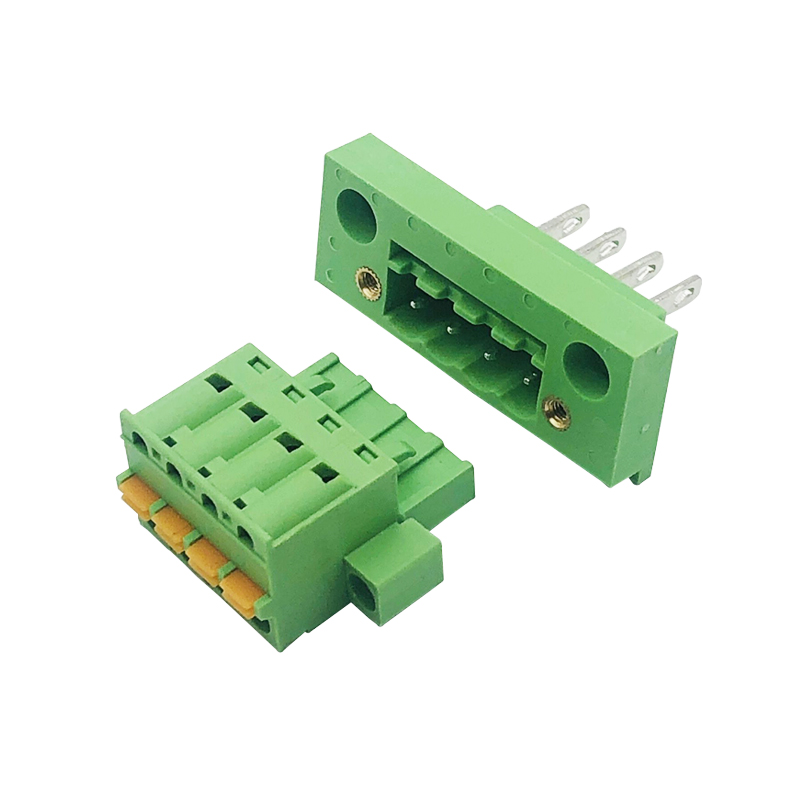 穿墙2edgwb508mm插拔接线端子固定面板弹簧按压插头整套连接器