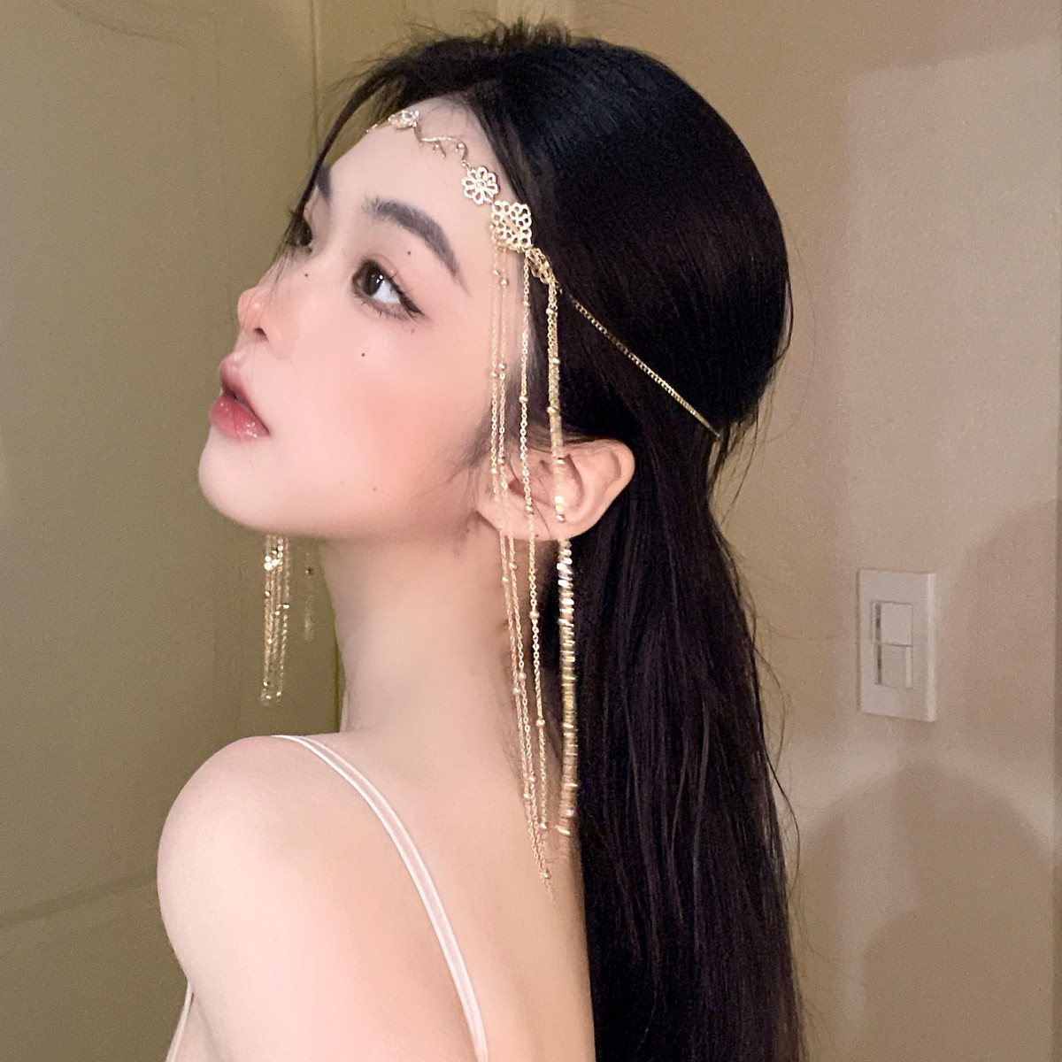 异域风情头饰女流流苏古风面帘额饰眉心发饰古装发饰