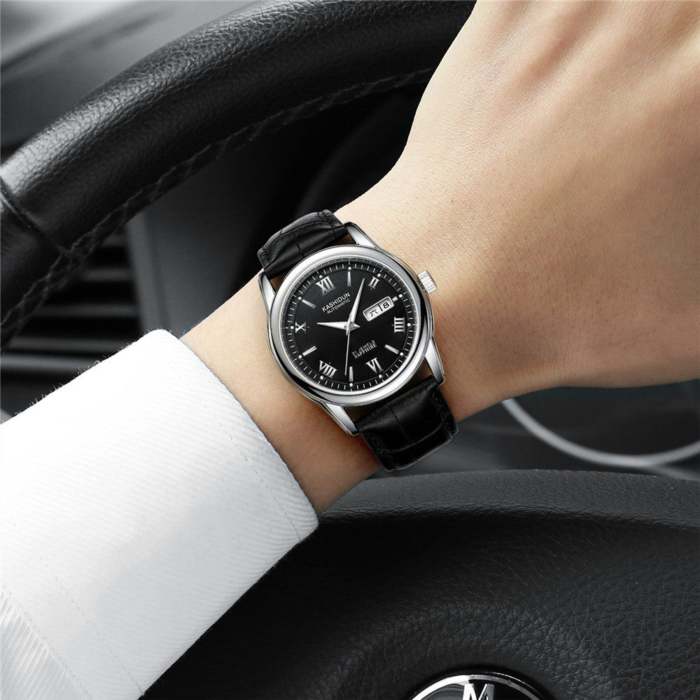 卡诗顿商务休闲手表男士腕表精钢带全自动机械表男表防水夜光