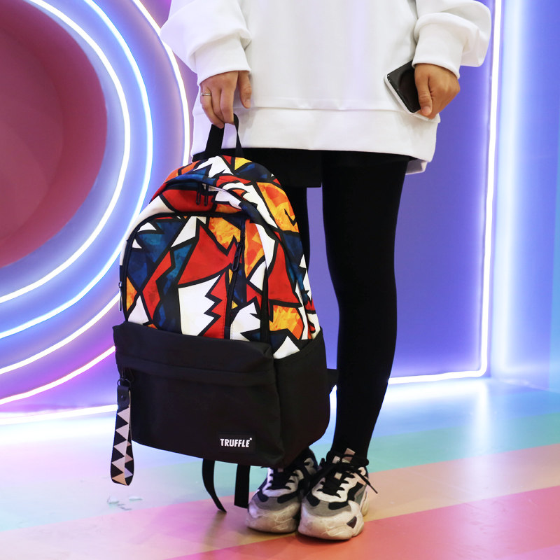 truffle原创潮牌ins书包男中学生时尚潮流双肩包旅行背包双肩背包
