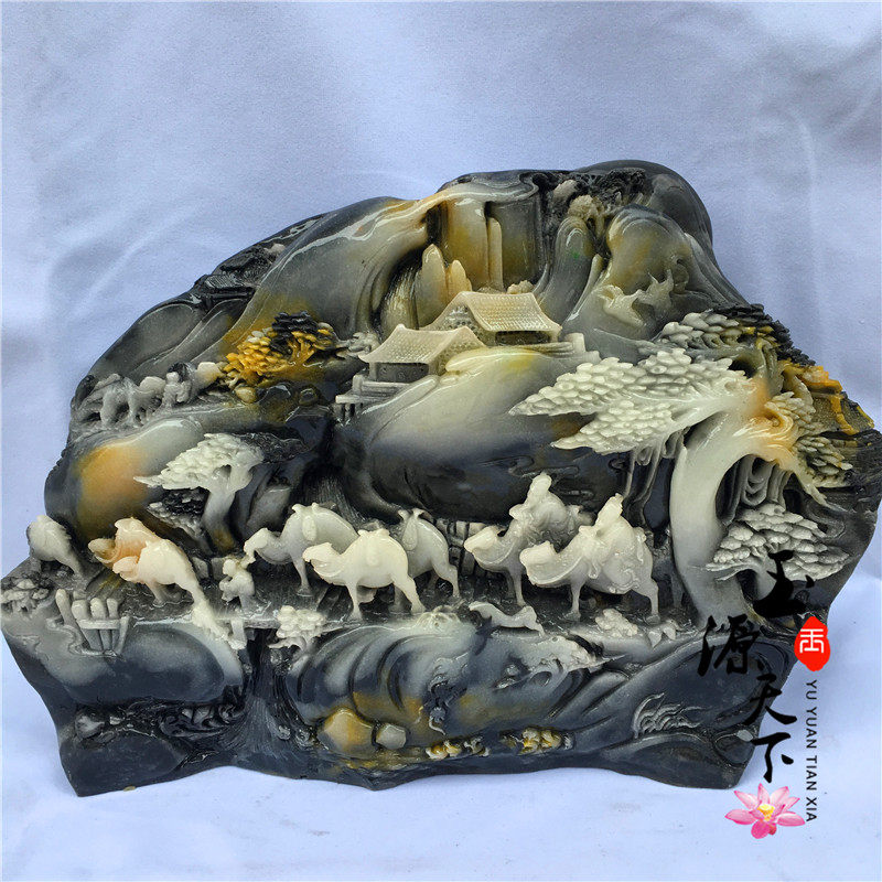 山石丝绸之路玉石摆件天然雕刻风水工艺品摆件