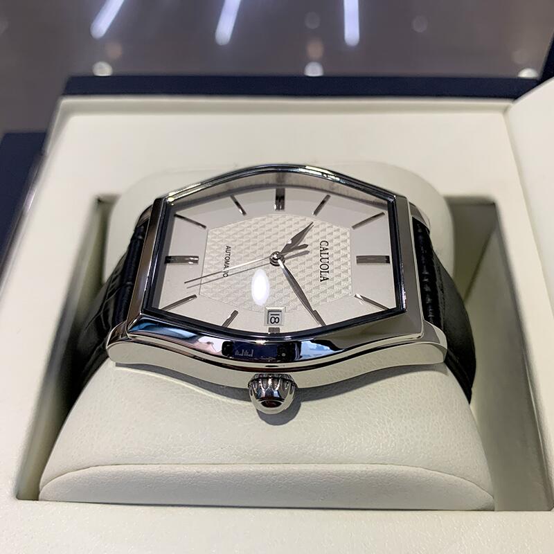 卡罗莱全自动机械表男士手表男表正品牌长方形酒桶腕表真皮带防水