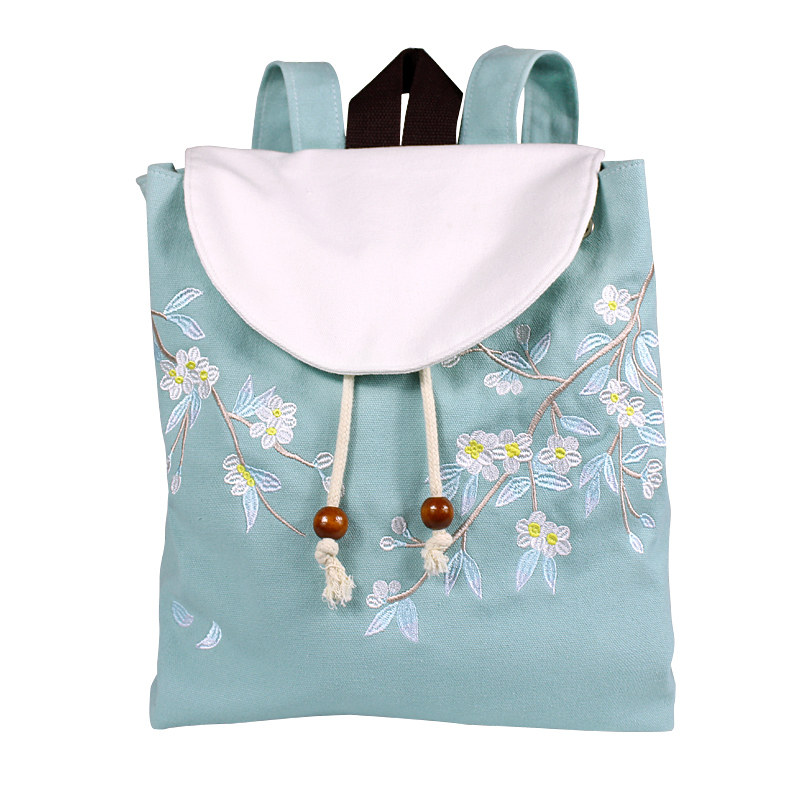 古风双肩包女中国风帆布刺绣汉服背包文艺森系双肩背包