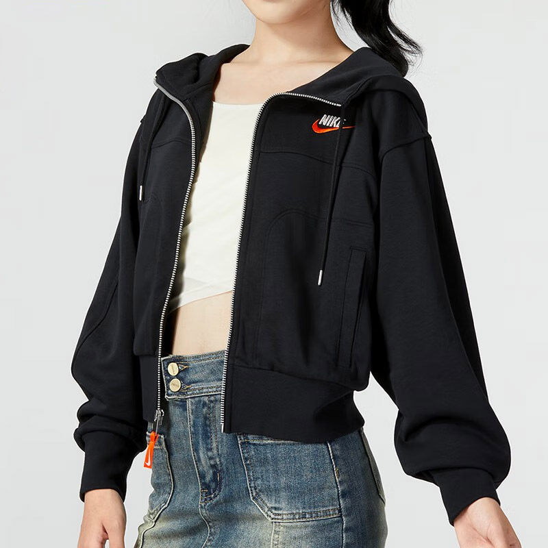 nike耐克女装针织夹克运动服小勾休闲宽松跑步运动茄克