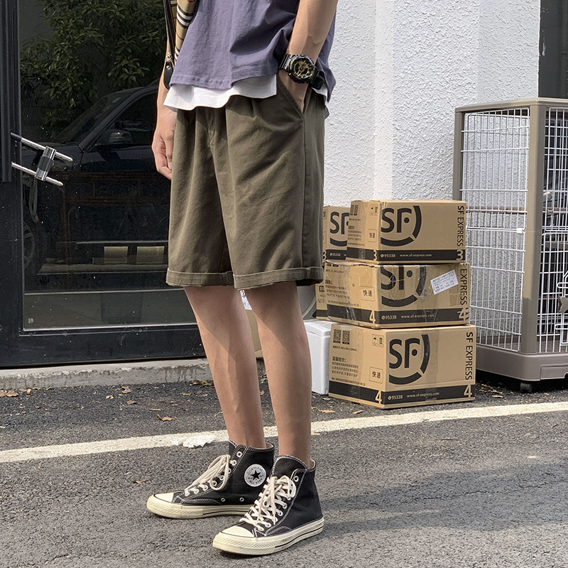 复古休闲短裤夏季韩版潮流工装宽松休闲裤子复古帅气百搭五分中裤