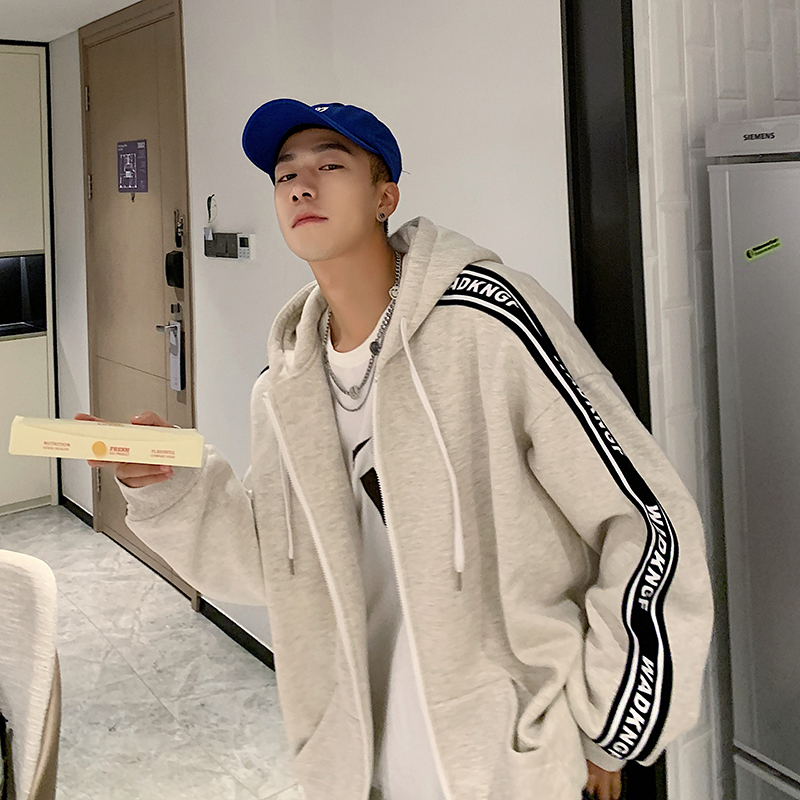 棒球服外套男春季潮牌痞帅撞色连帽夹克港风宽松百搭休闲开衫卫衣