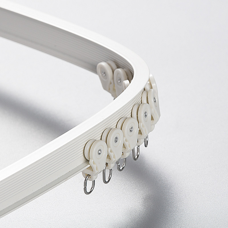 窗帘轨道滑轮弯曲静音挂钩金装家用双顶滑轨窗帘轨道