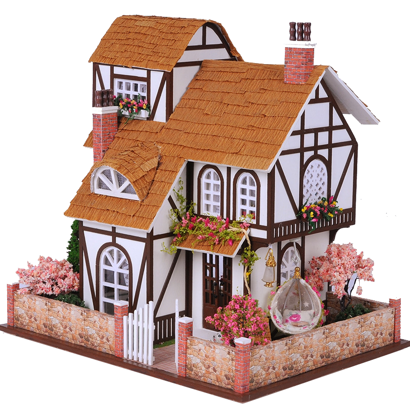 手工创意拼装模型房子制作手工制小镇清仓花之建筑