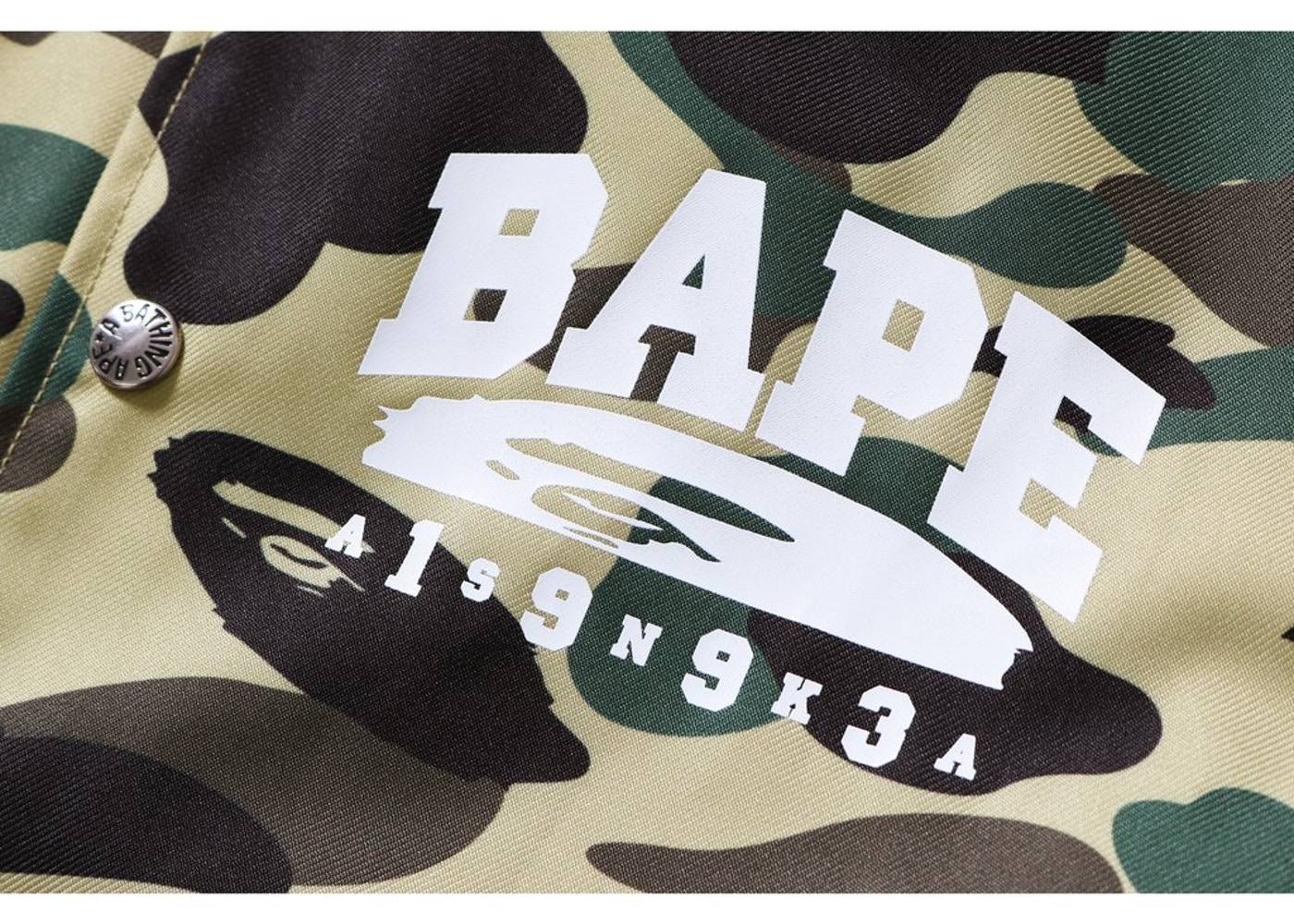 黄绿印花人头男款夹克教练迷彩bape夹克