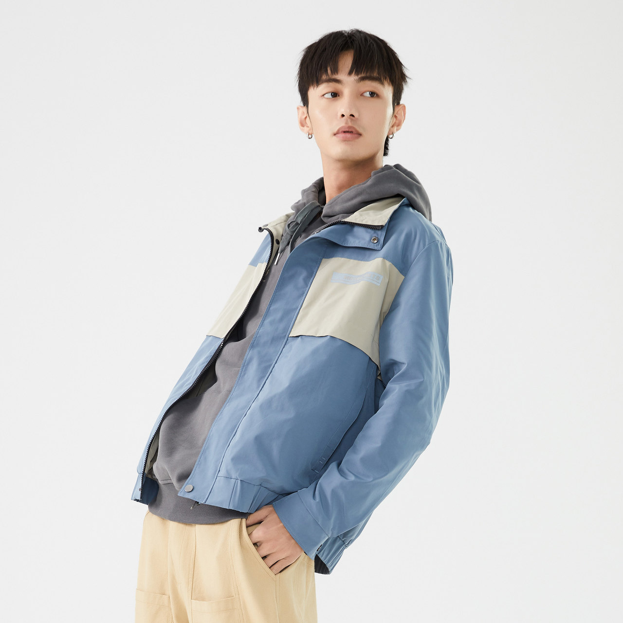 夹克美特斯邦威2020秋季新品立领拼接短款夹克