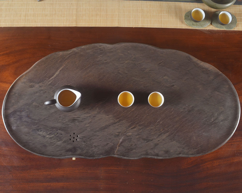 整块正宗端石茶盘家用简约平板板石茶台乌金石茶盘