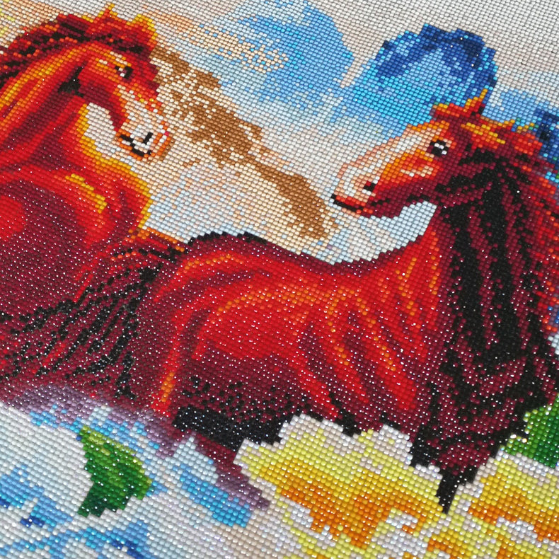 钻石画马到成功八骏图2019十字绣满钻八匹马新款客厅砖石2018线绣