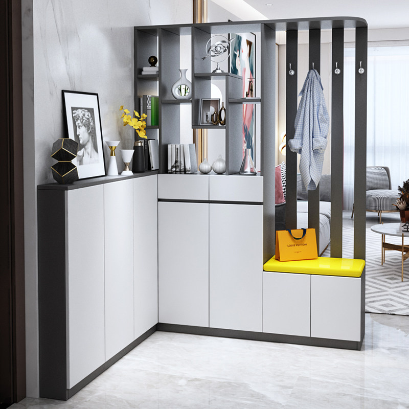 进门转角鞋柜一体入户正对对门轻奢屏风现代简约门厅