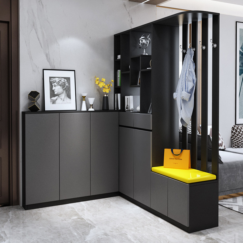 进门转角鞋柜一体入户正对对门轻奢屏风现代简约门厅