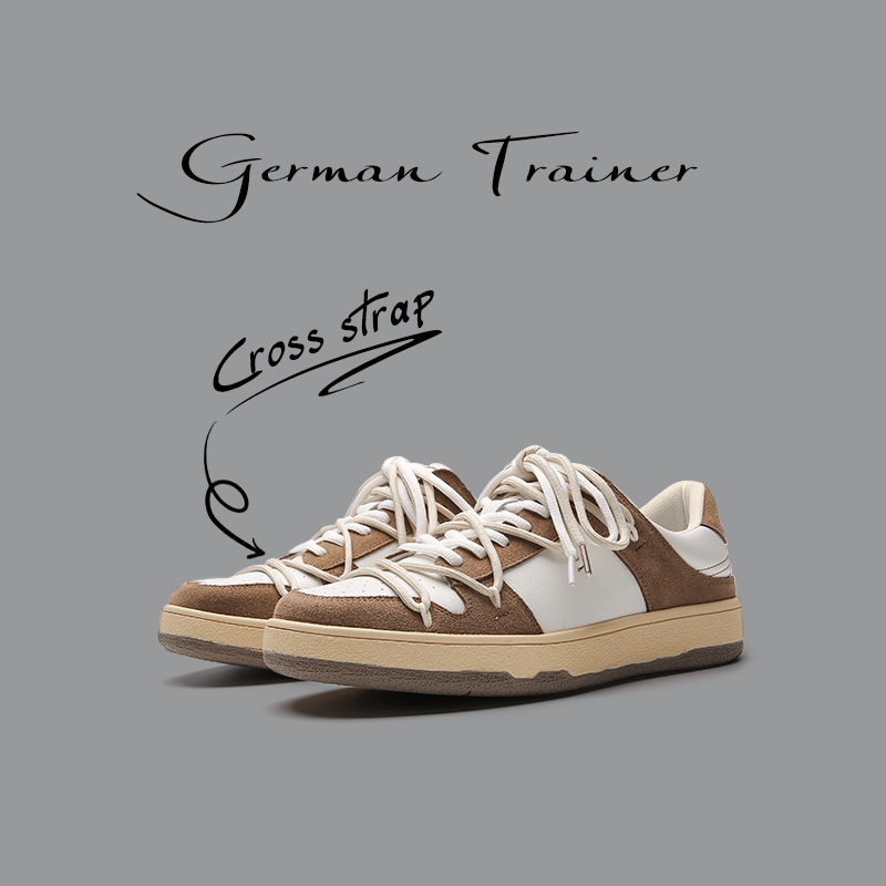 Auz真皮男鞋2022年新款潮空军一号复古低帮运动鞋德训鞋子男春季