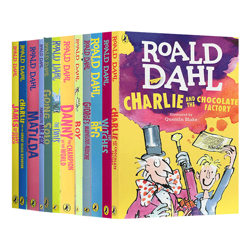 罗尔德达尔系列英文原版童书12册 roald dahl 儿童章节桥梁书 查理与