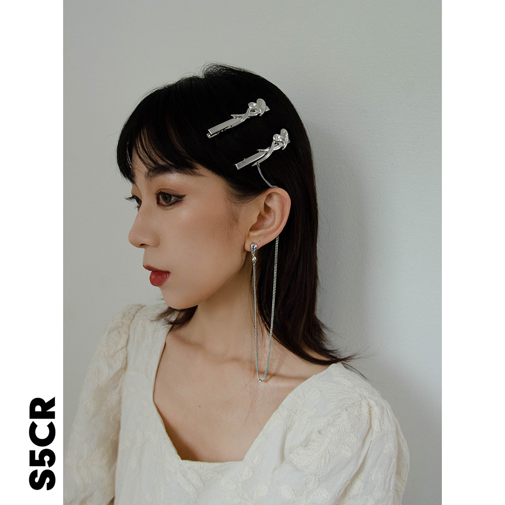 s5cr原创组合发夹爱心头夹宝石飒酷女孩耳饰发饰侧边少女边夹头饰
