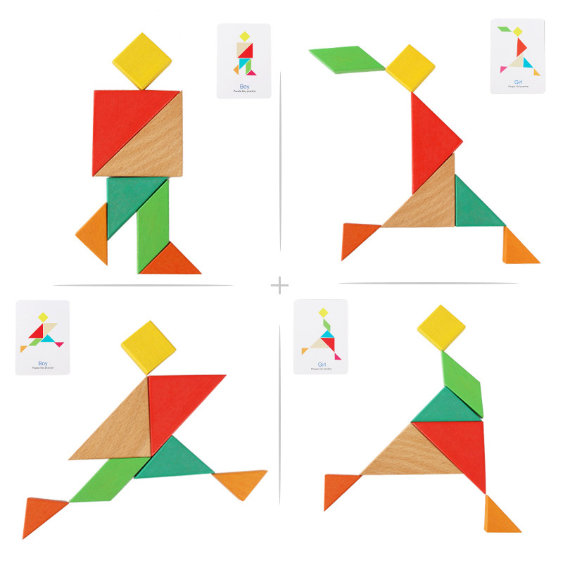 木质七巧板儿童小学生一年级教学套装教具益智智力拼图