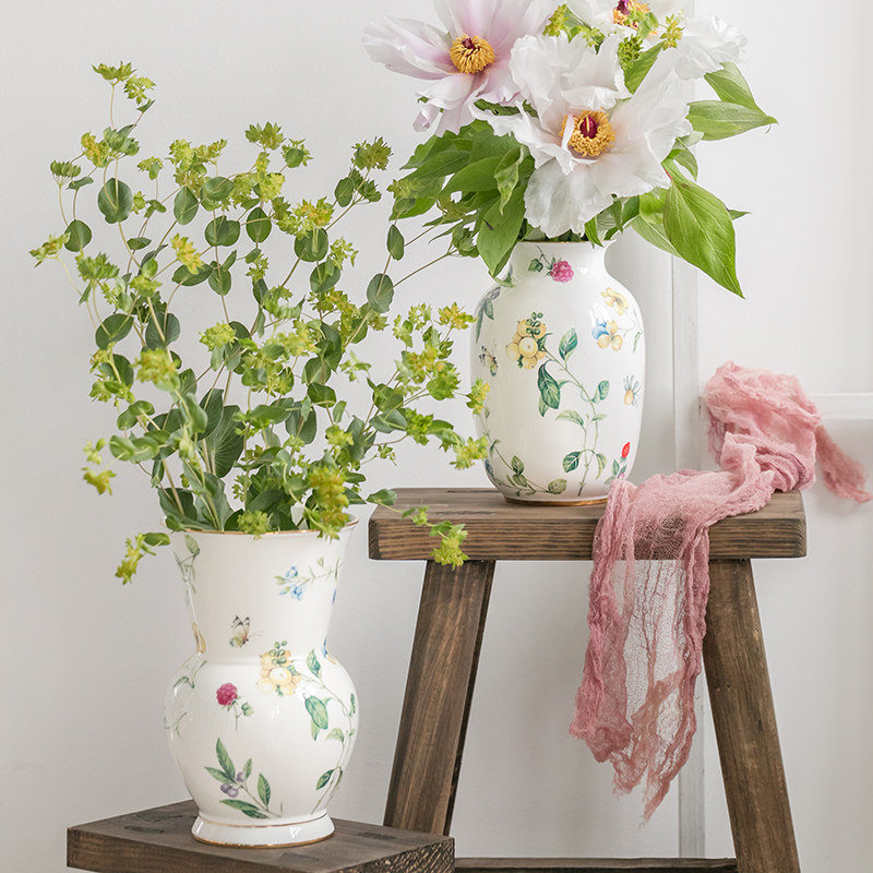 欧式陶瓷花瓶田园干花插花现代复古餐厅客厅家居装饰摆件骨瓷礼品