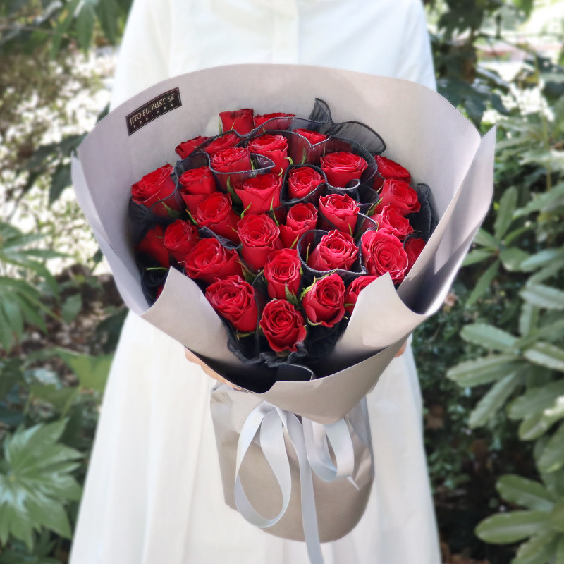 玫瑰玫瑰花花束33朵表白上海同城配送花店订花鲜花速递同城