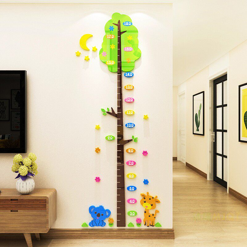 创意儿童幼儿园卡通宝宝量身高墙墙面装饰画3d墙贴