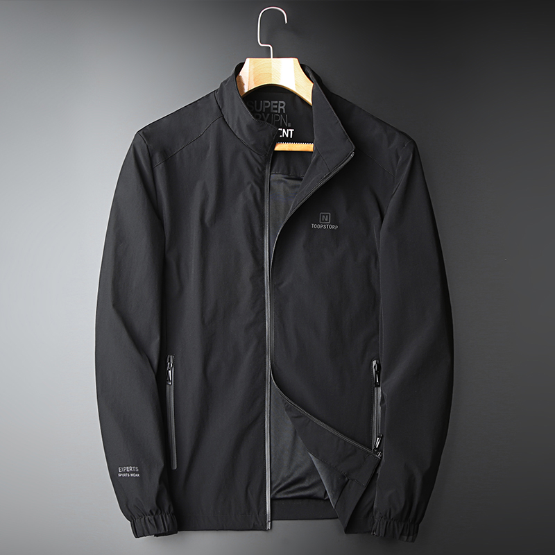 夹克男春秋韩版潮流商务休闲茄克百搭中青年上衣宽松立领运动外套