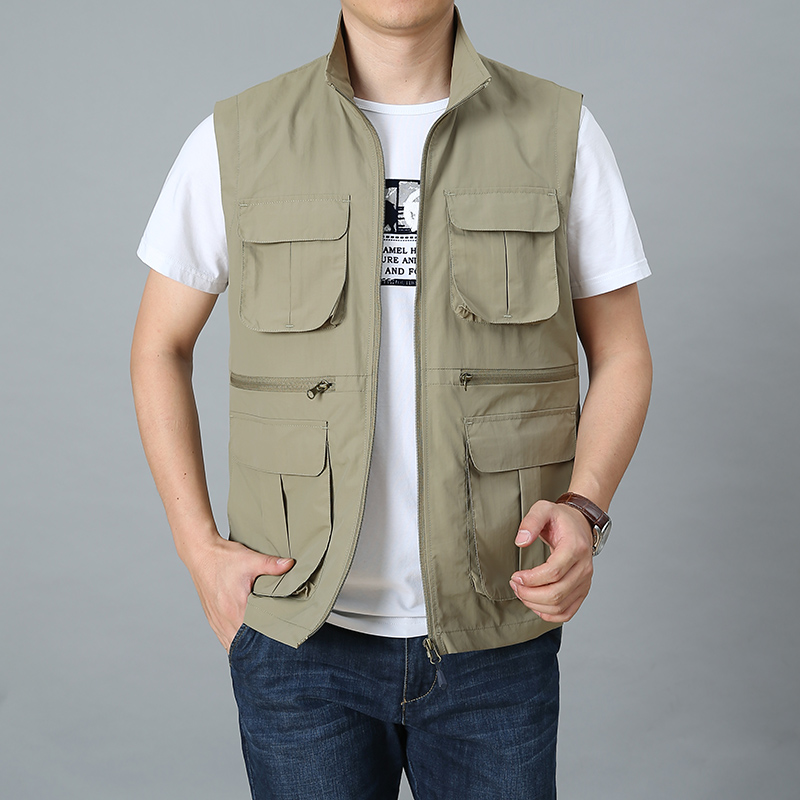 工装马甲男多口袋机能背心户外钓鱼摄影师登山马甲