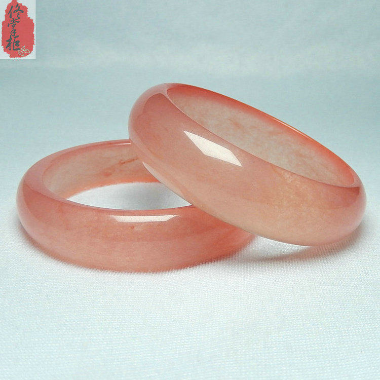 藕粉粉色玉镯少女女款冰透通镯子新疆金丝玉玉手手饰