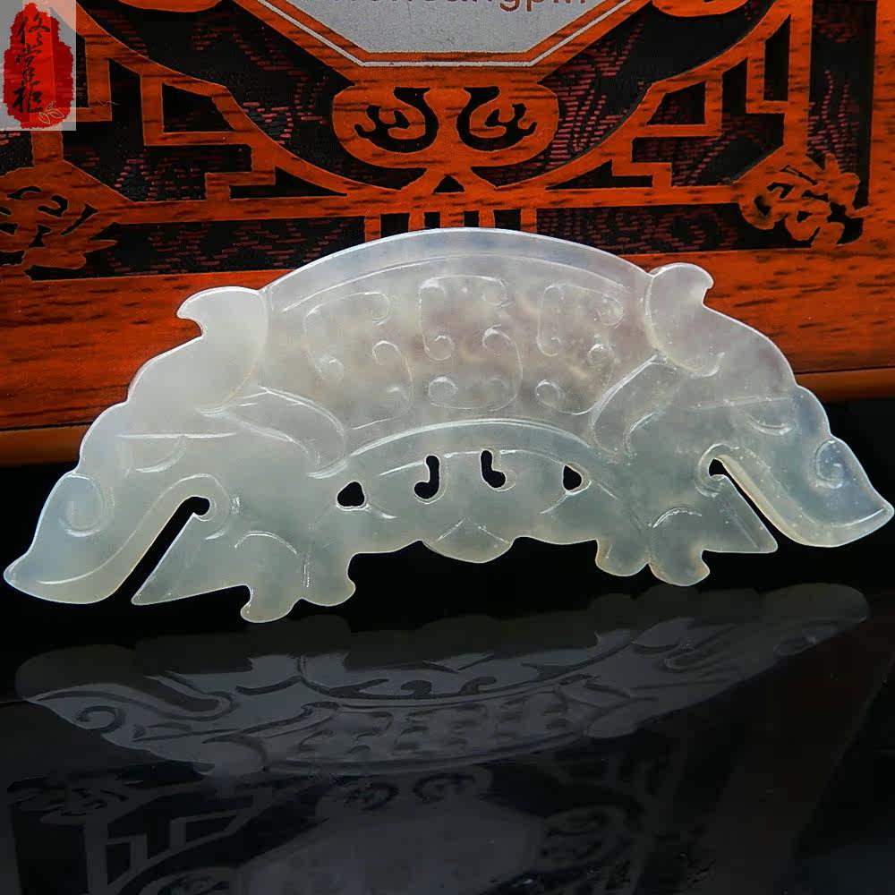 玉石玉佩天然岫玉双龙玉璜玉璧仿古古玩汉服颈饰