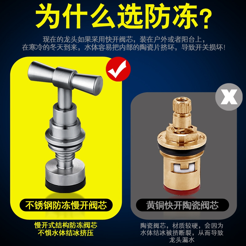 户外阳台老式慢开不锈钢自来水龙头4分6分带钥匙洗衣机水龙头防冻 - 图1