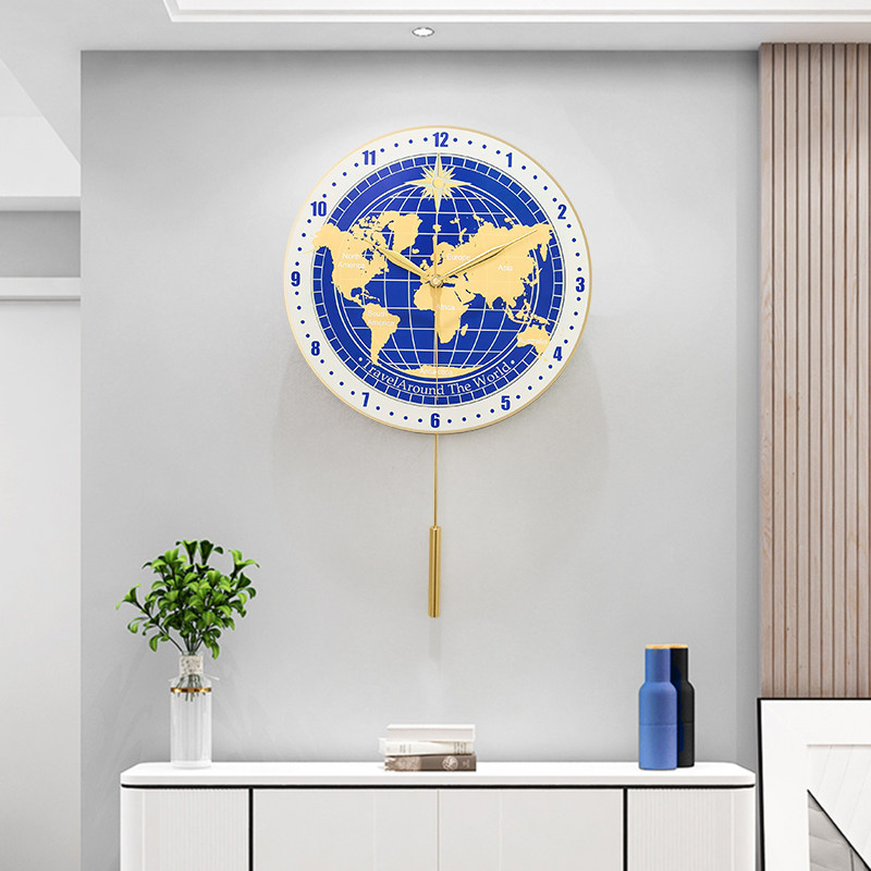 世界地图钟表挂钟客厅个性创意时尚简约现代挂墙装饰挂钟