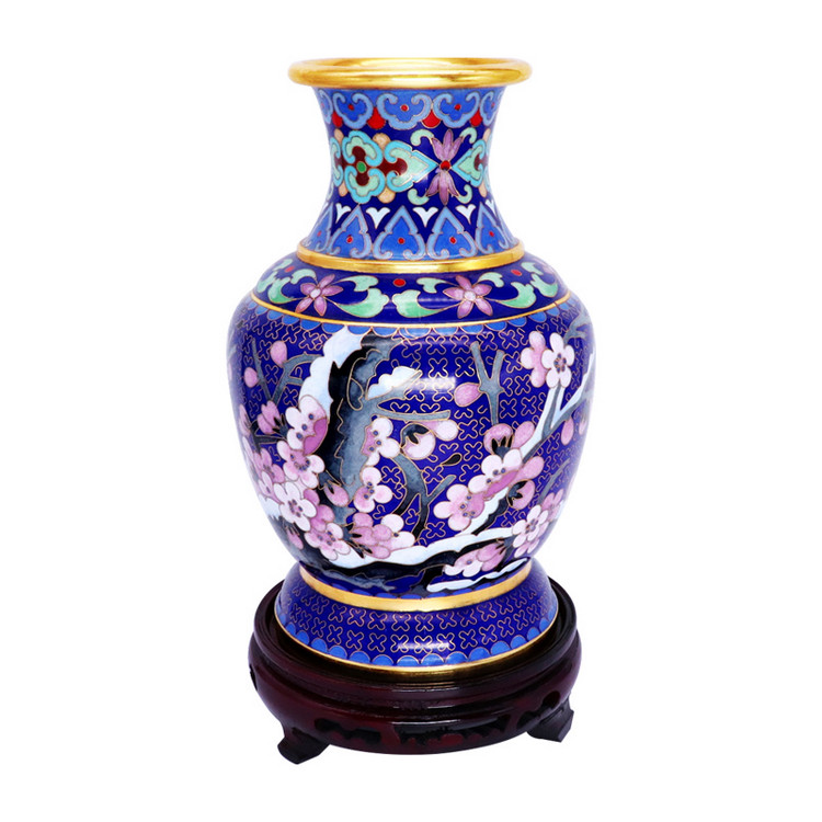 景泰蓝8寸探春北京传统手工艺品纯铜胎掐珐琅彩花景泰蓝