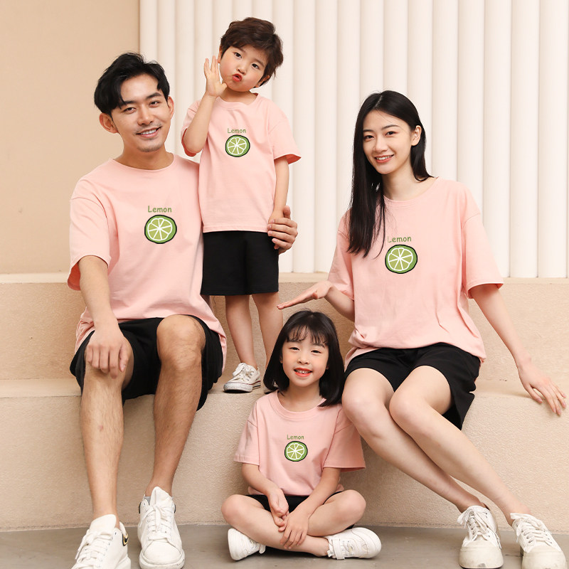 不一样亲子装纯棉短袖夏装一家三口四口20