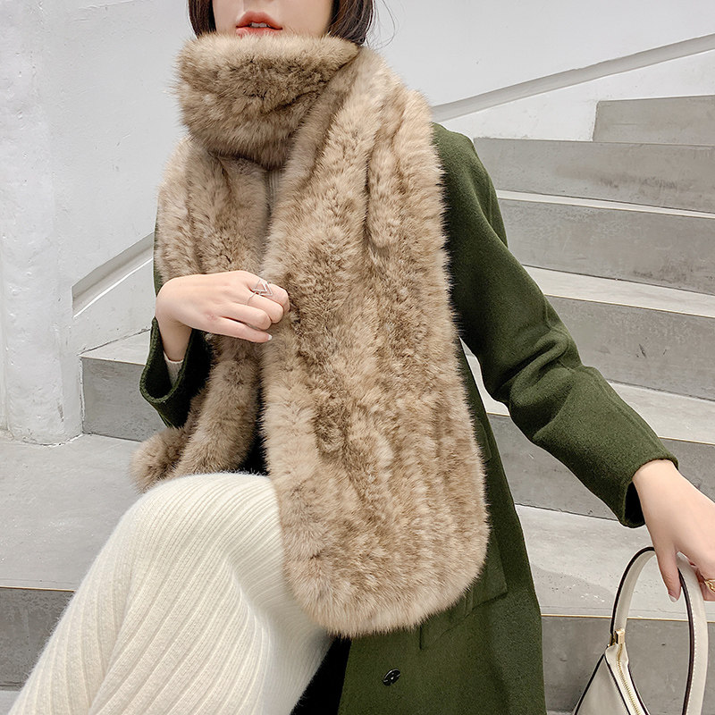 冬季女士紫貂毛大围巾貂毛围脖裘皮保暖水貂围巾