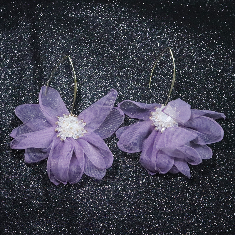 蕾丝日韩超仙气质水晶水晶花花蕊蕾丝花花朵耳环耳环