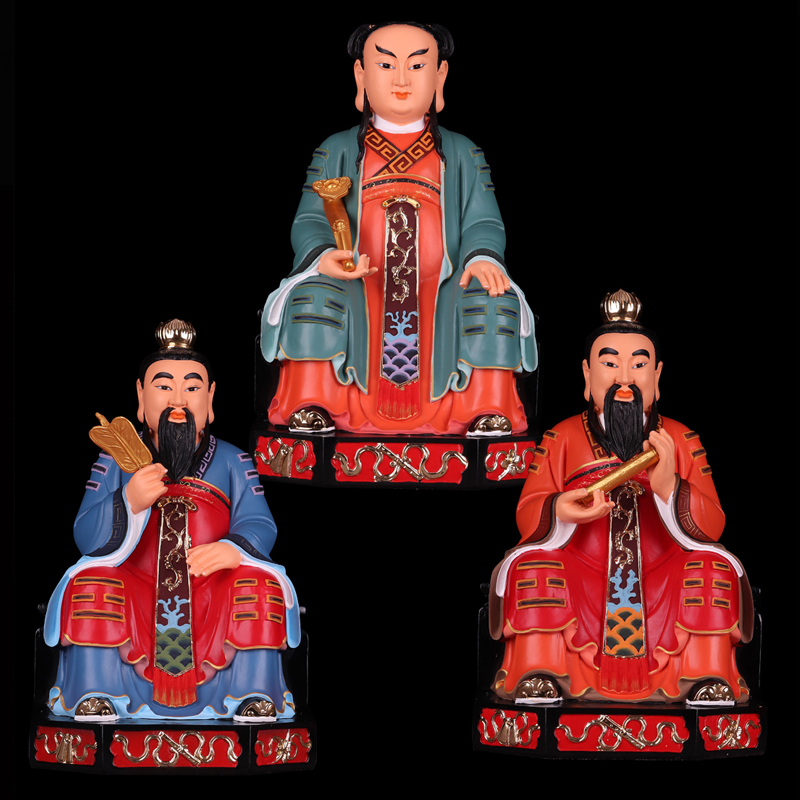 道教三茅真君神像16寸茅山祖师正一君彩彩绘摆件