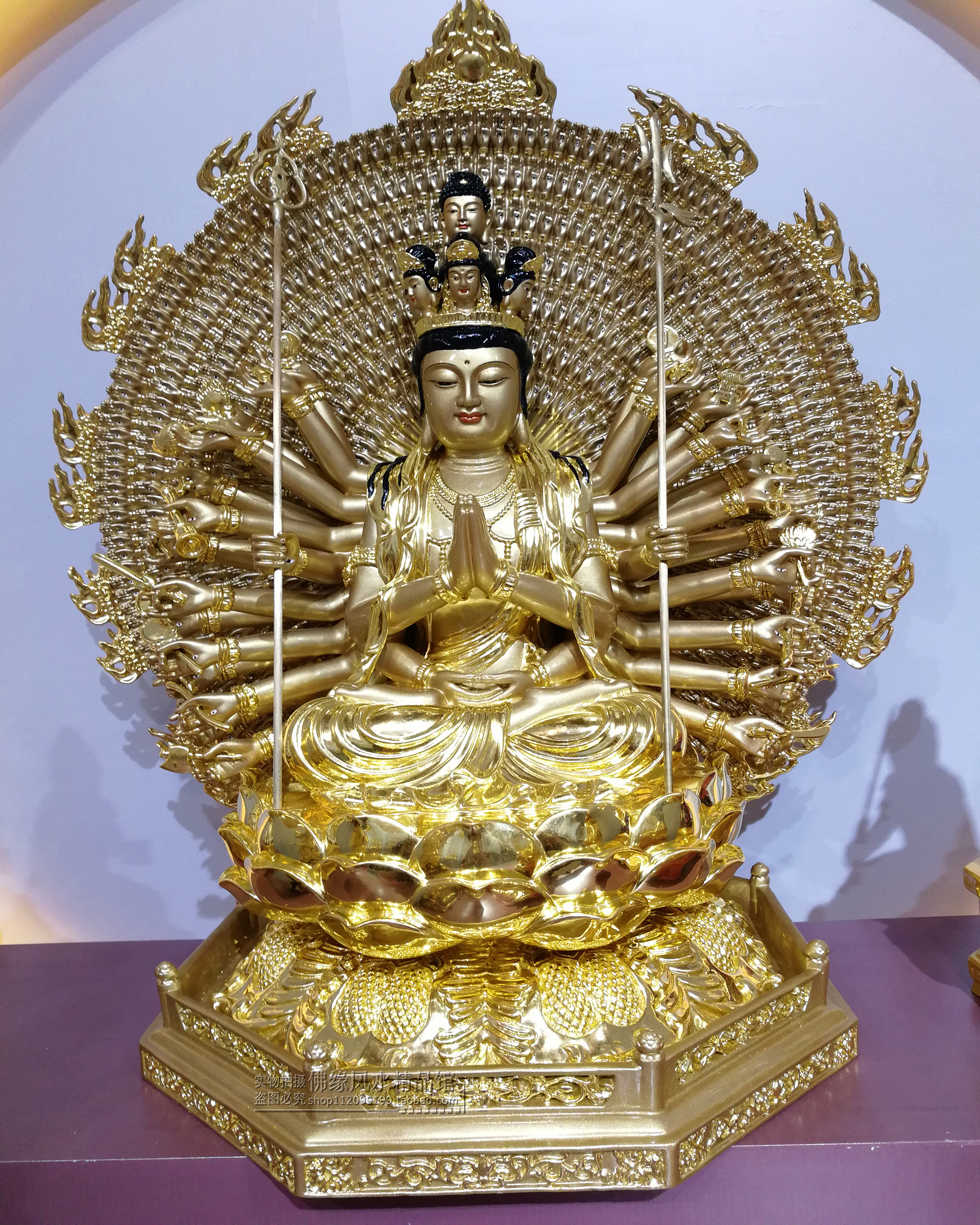 19寸佛具佛像千手观音菩萨真金千手眼观世音守护神摆件