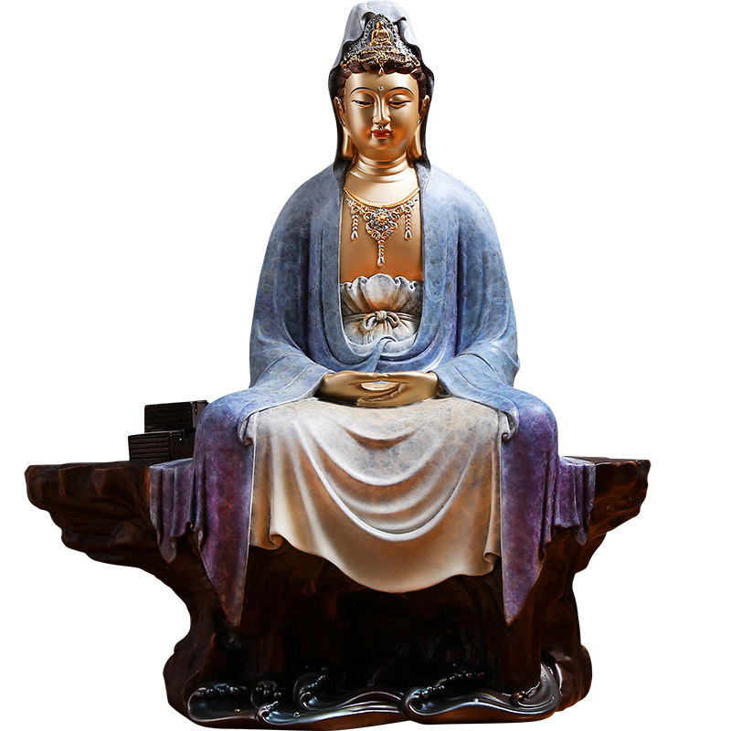 观音纯铜禅定摆件玄关供奉自在菩萨佛像禅意摆件