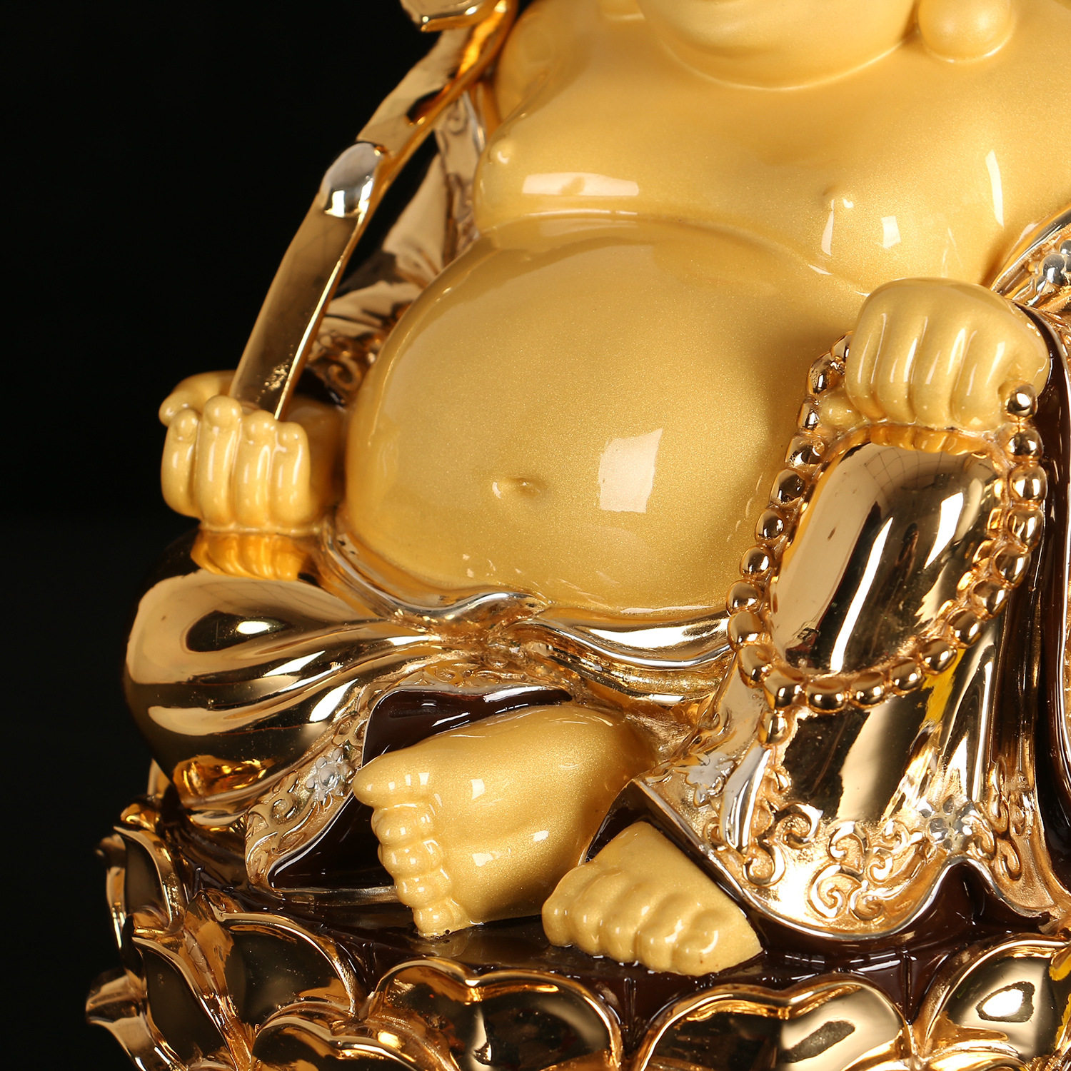 弥勒台湾盛凡鎏金佛像供奉笑佛大肚开业礼品摆件