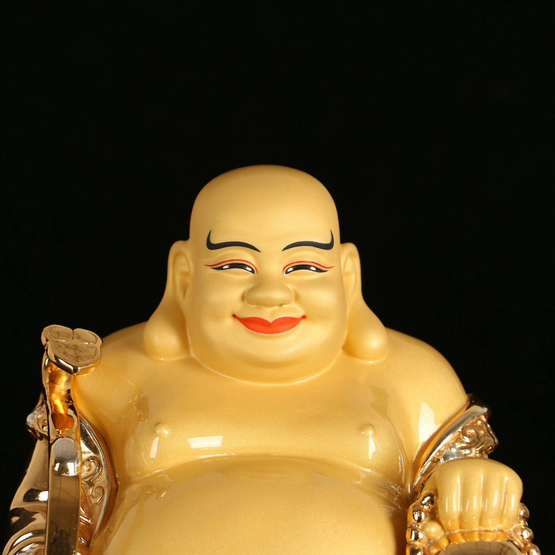 弥勒台湾盛凡鎏金佛像供奉笑佛大肚开业礼品摆件