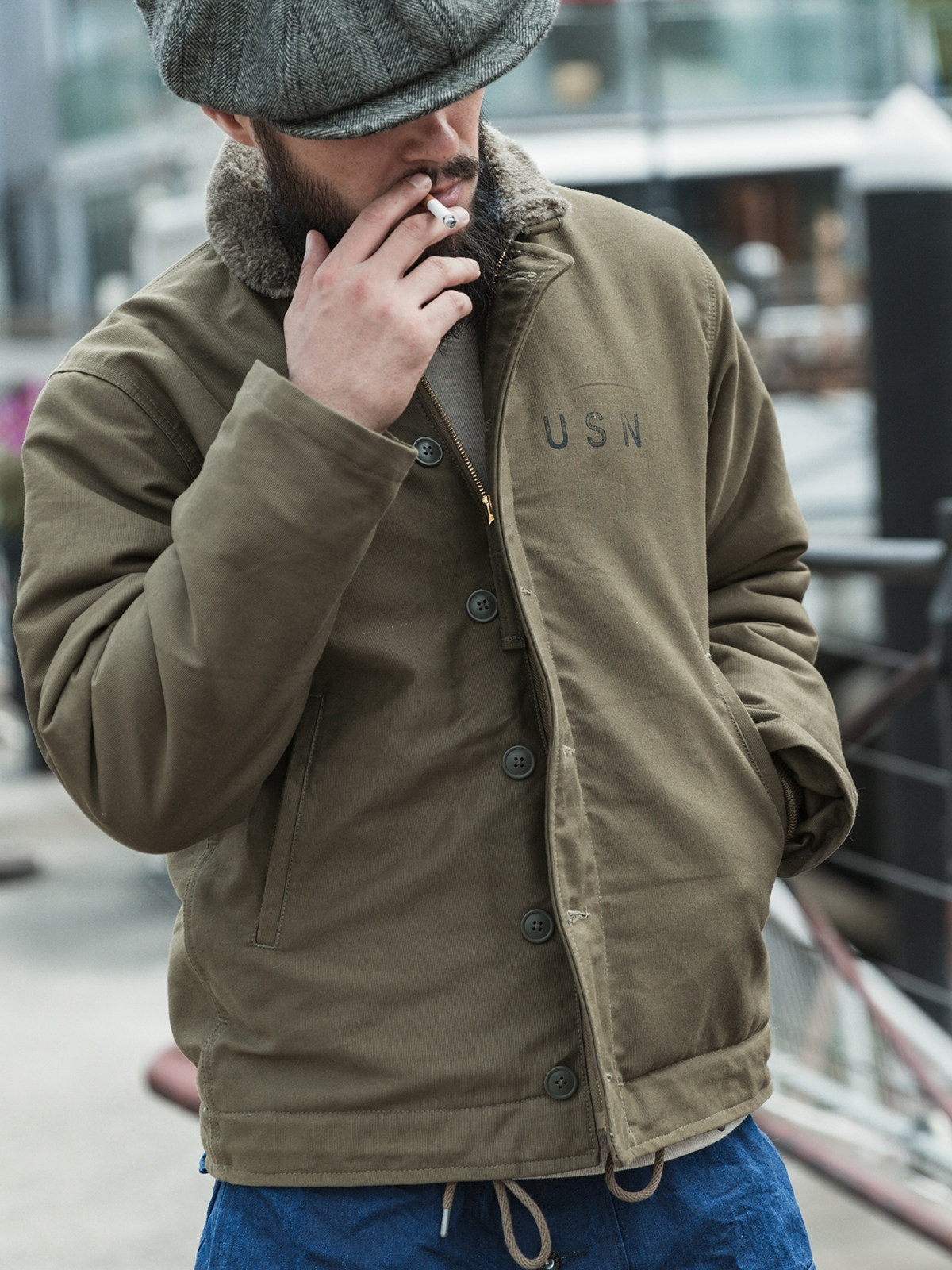 恶犬bronson复刻海军甲板服夹克n1 男士咔叽复古usn n-1外套棉服