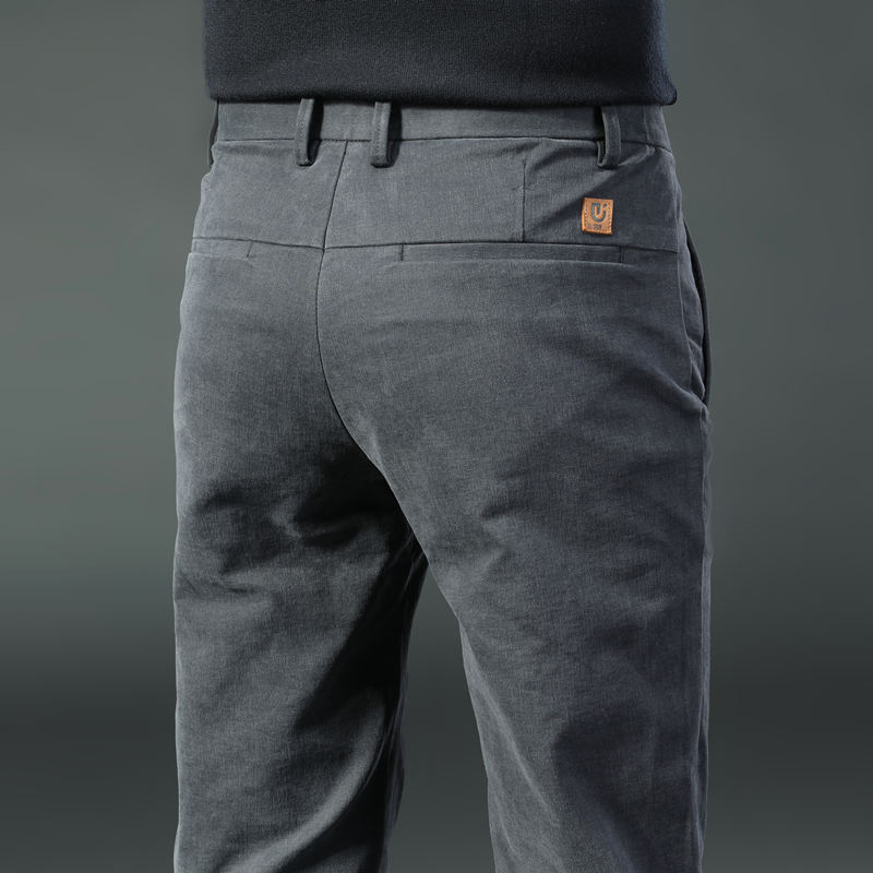 高端春秋季灰色休闲裤男士修身弹力裤子男直筒西裤男韩版透气长裤