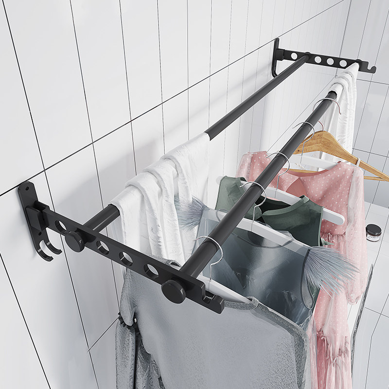 隐形折叠晾衣架飘窗阳台晾衣神器挂衣衣架杆晒置地