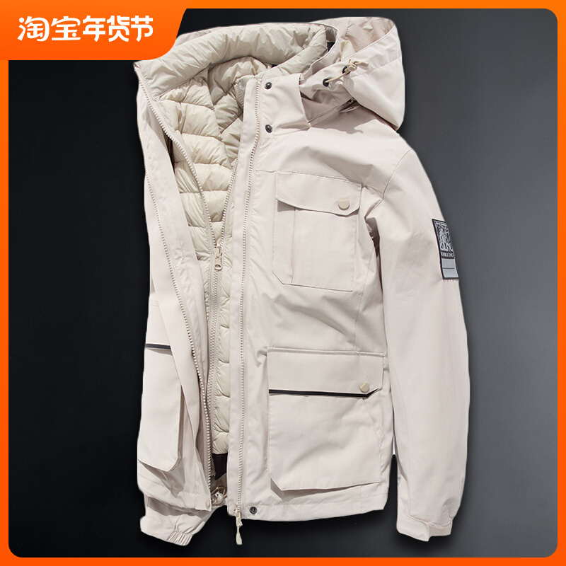 户外羽绒内胆冲锋衣男三合一可拆卸滑雪服女加绒加厚防寒保暖外套