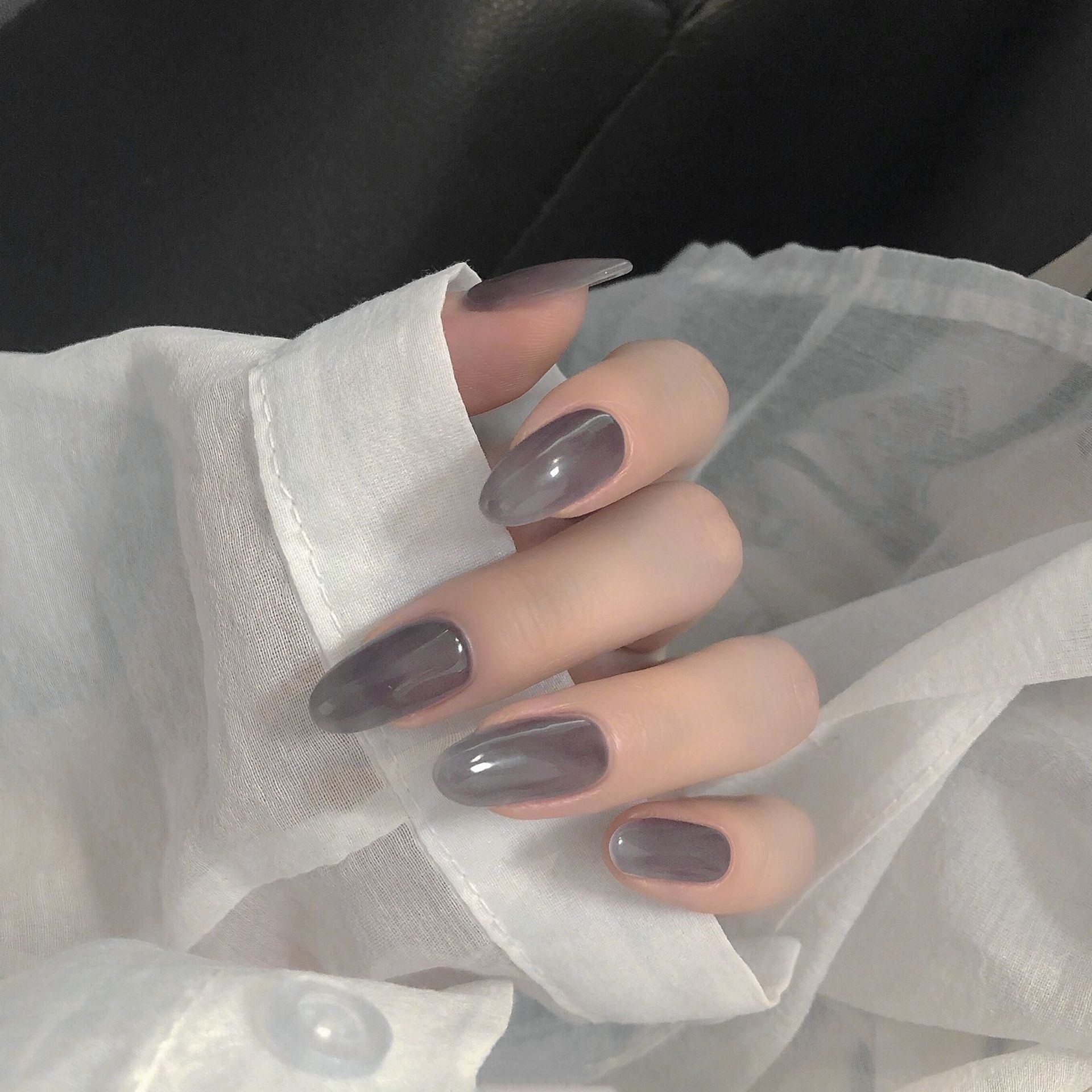 指甲纯色美甲甲片成品磨砂穿戴中长欧美风网红美甲工具