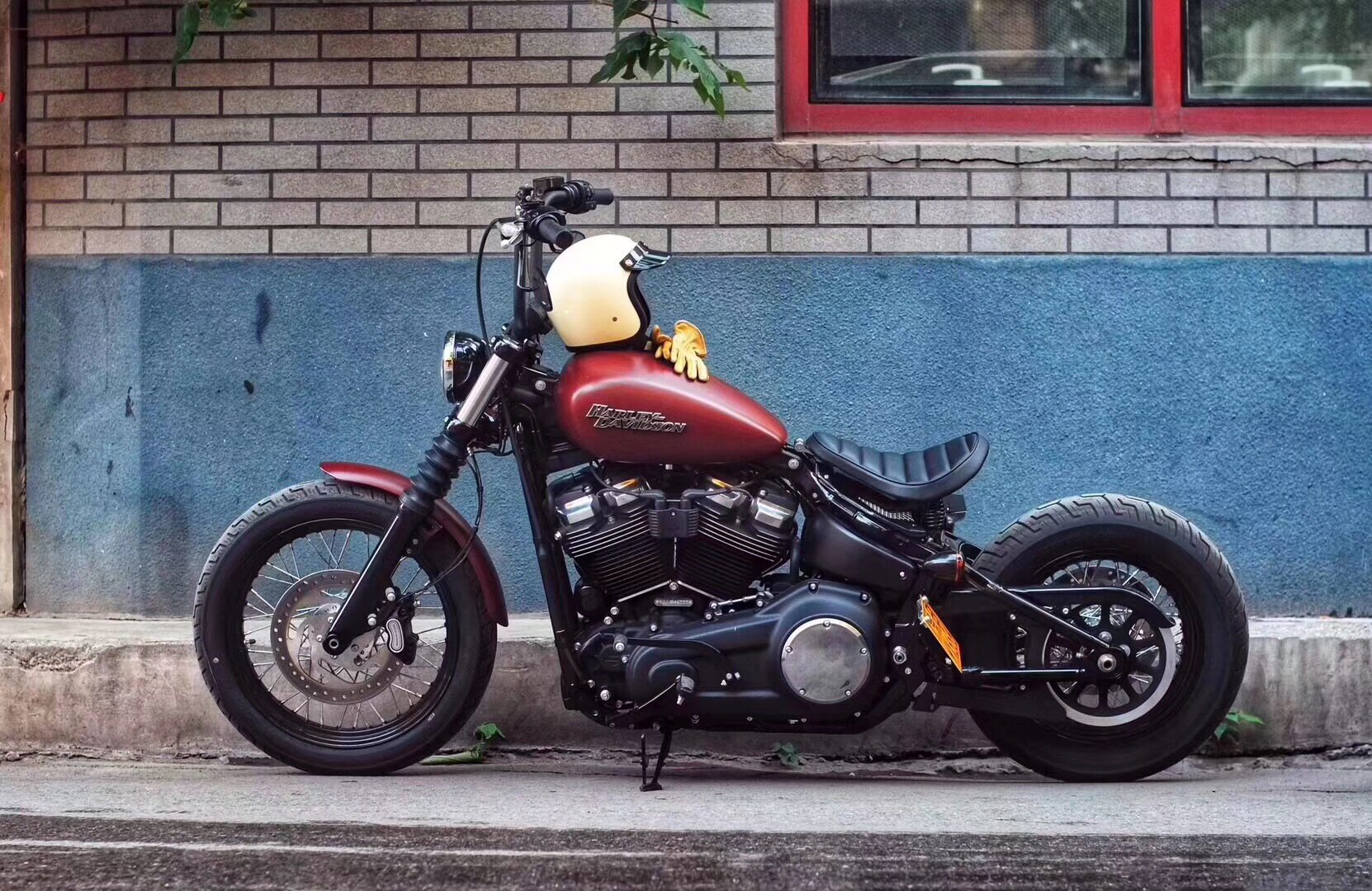 复古哈雷改装软尾街霸司令弹簧单座bobber风格气缸盖